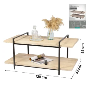 Mesa de Centro 2 Prateleiras "Dock" (120x63x55 cm)