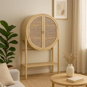 Aparador com Rattan 90x40x160 ZUMA
