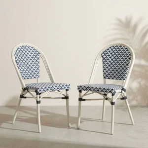 Cadeira de Metal Branco e Azul 46x57x88