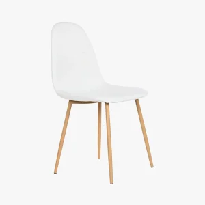 Cadeira em Tecido Branco com Pés Efeito Madeira 44X51X85 EAMES