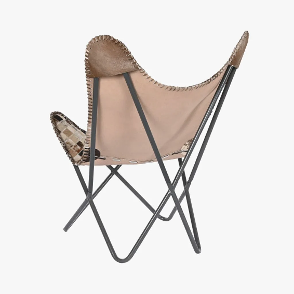 Cadeira Pele Quadrados Camel/Branco VERVE - Image 5